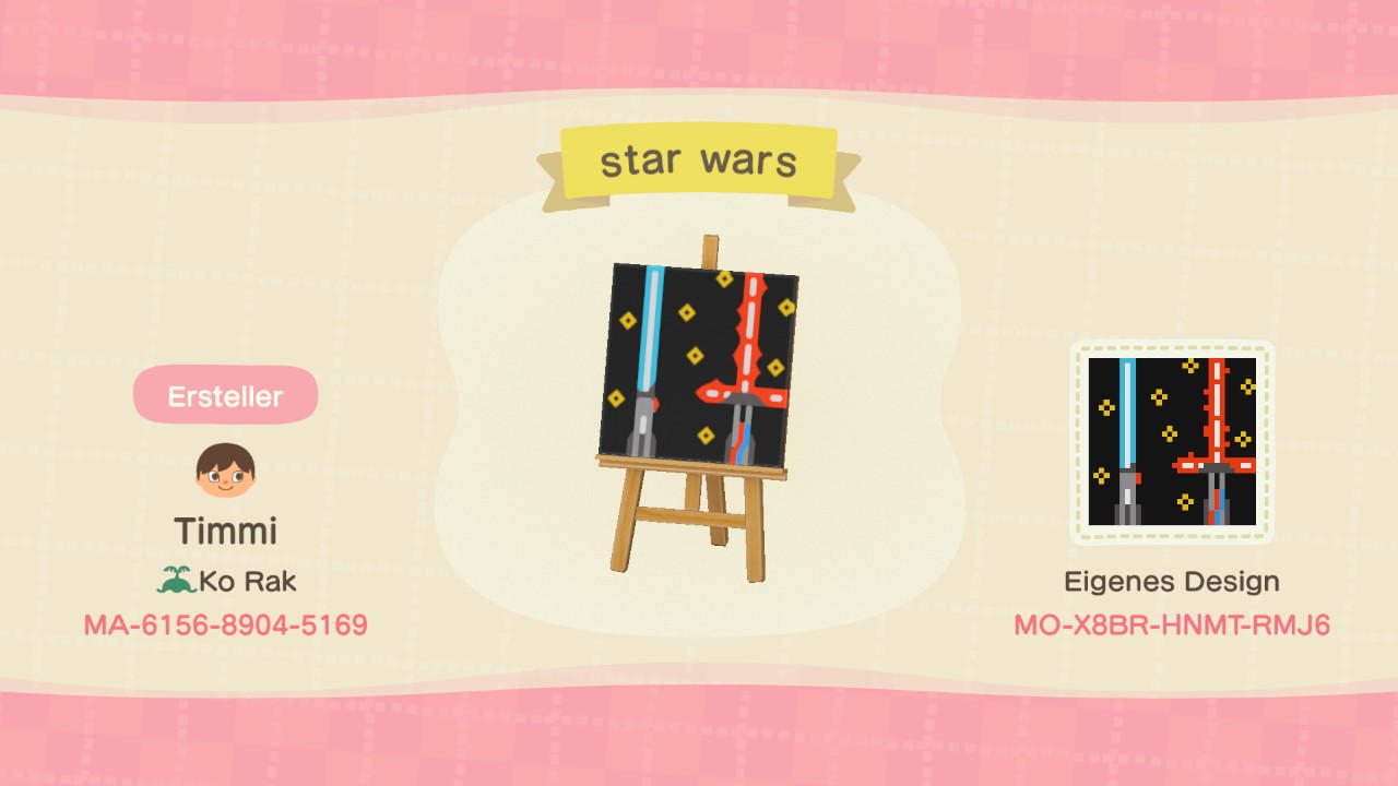 Animal Crossing Design Code: MO-X8BR-HNMT-RMJ6 Star Wars Lightsaber