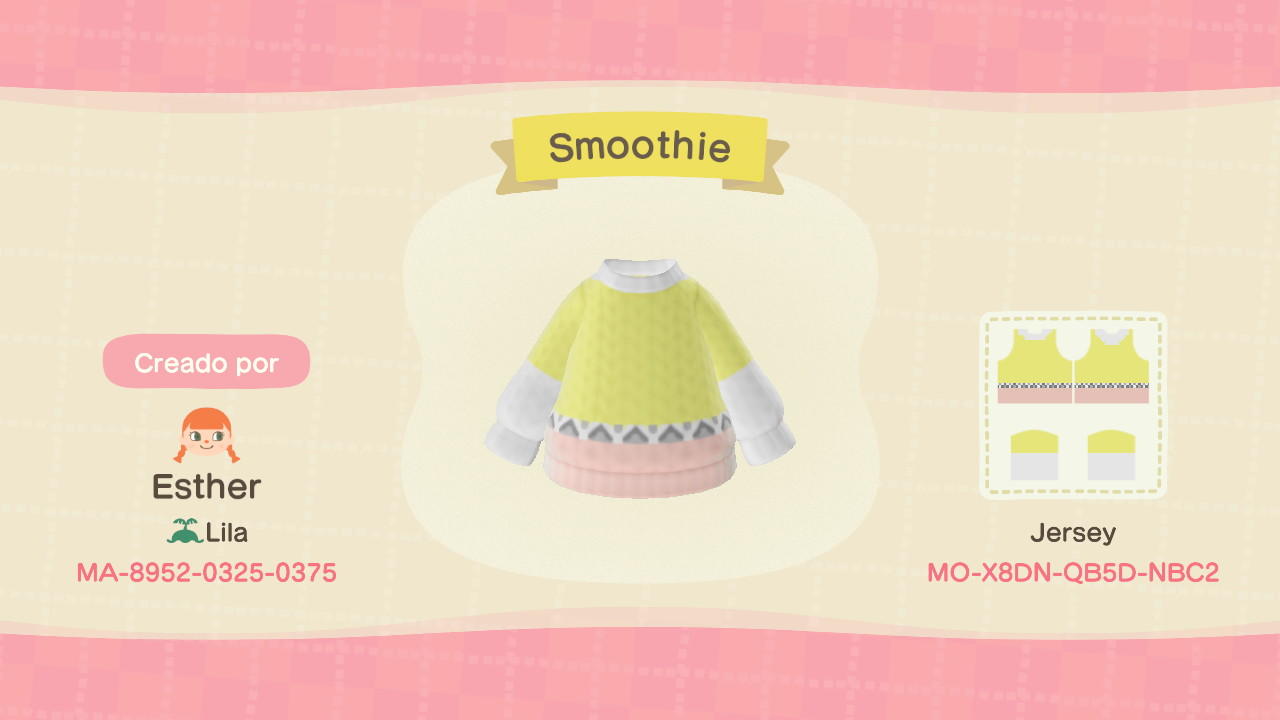 Animal Crossing Design Code: MO-X8DN-QB5D-NBC2 Smoothie