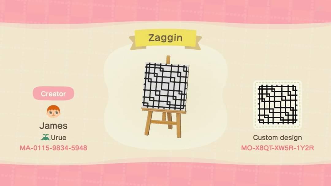 Animal Crossing Design Code: MO-X8QT-XW5R-1Y2R Zaggin