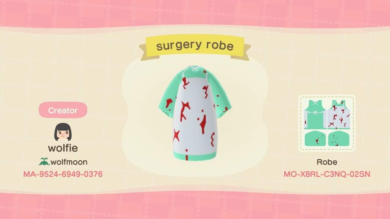 Animal Crossing Design Code: MO-X8RL-C3NQ-02SN Bloody surgery robe