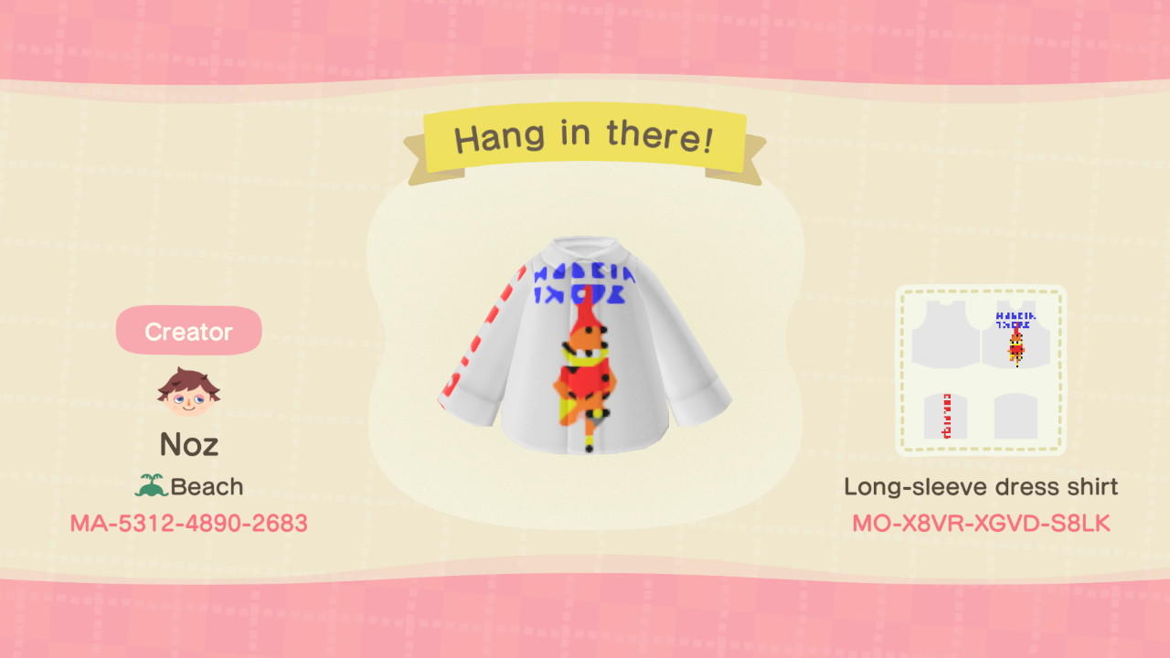 Animal Crossing Design Code: MO-X8VR-XGVD-S8LK Hang in there!