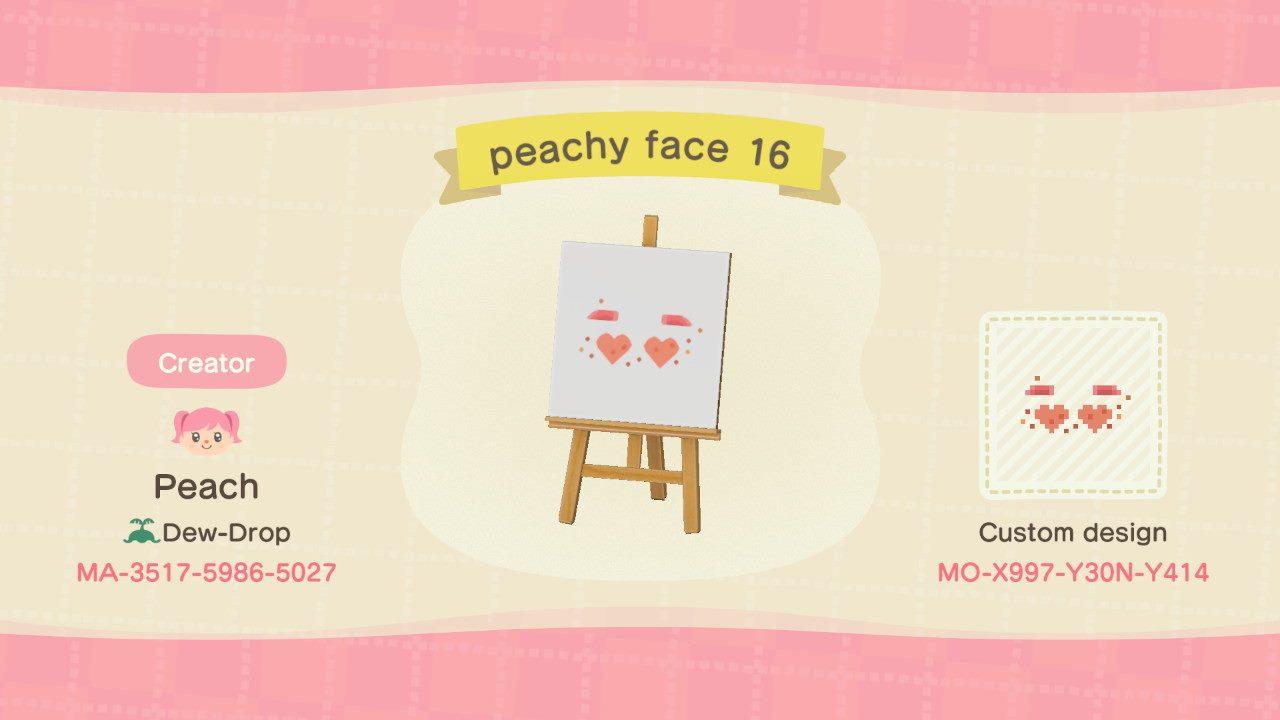 Animal Crossing Design Code: MO-X997-Y30N-Y414 peachy face 16