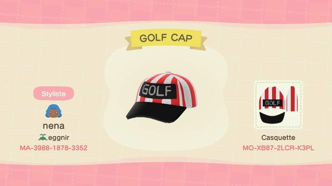 Animal Crossing Design Code: MO-XB87-2LCR-K3PL GOLF CAP
