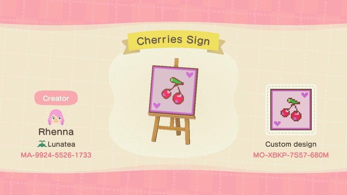Animal Crossing Design Code: MO-XBKP-7S57-680M Cherries Sign