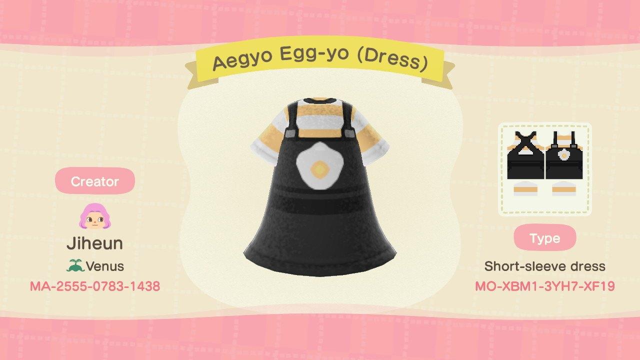 Animal Crossing Design Code: MO-XBM1-3YH7-XF19 Aegyo Egg-yo (Dress)
