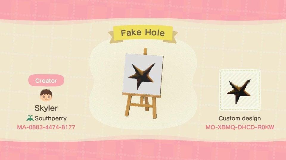 Animal Crossing Design Code: MO-XBMQ-DHCD-R0KW Fake Hole