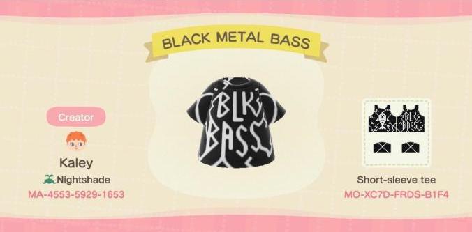 Animal Crossing Design Code: MO-XC7D-FRDS-B1F4 Black Metal Bass