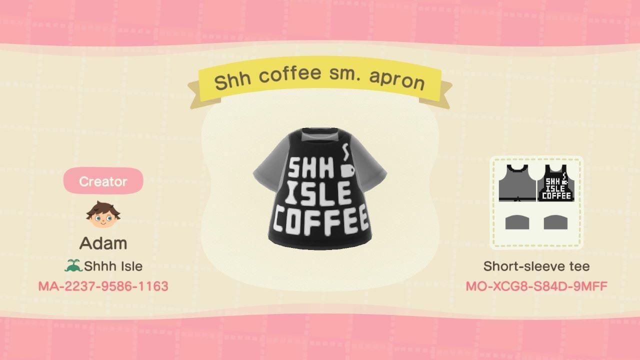 Animal Crossing Design Code: MO-XCG8-S84G-9MFF Barista Apron (shh)