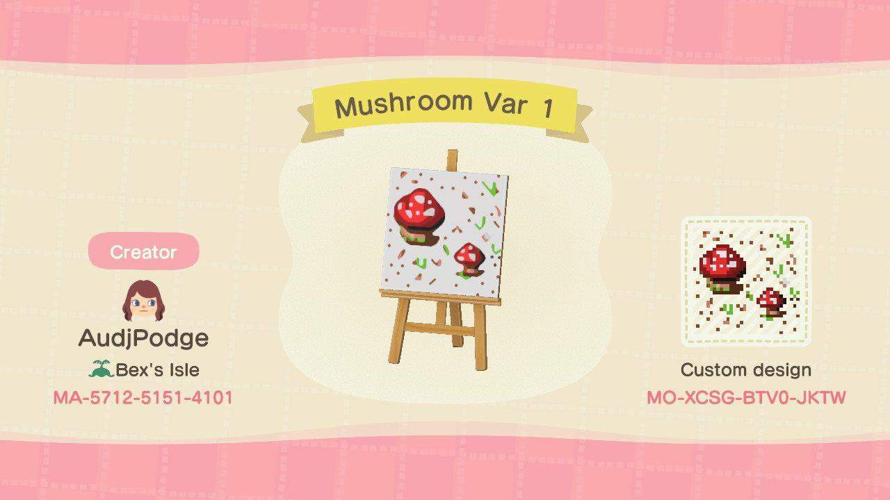 Animal Crossing Design Code: MO-XCSG-BTV0-JKTW Mushroom Var 1