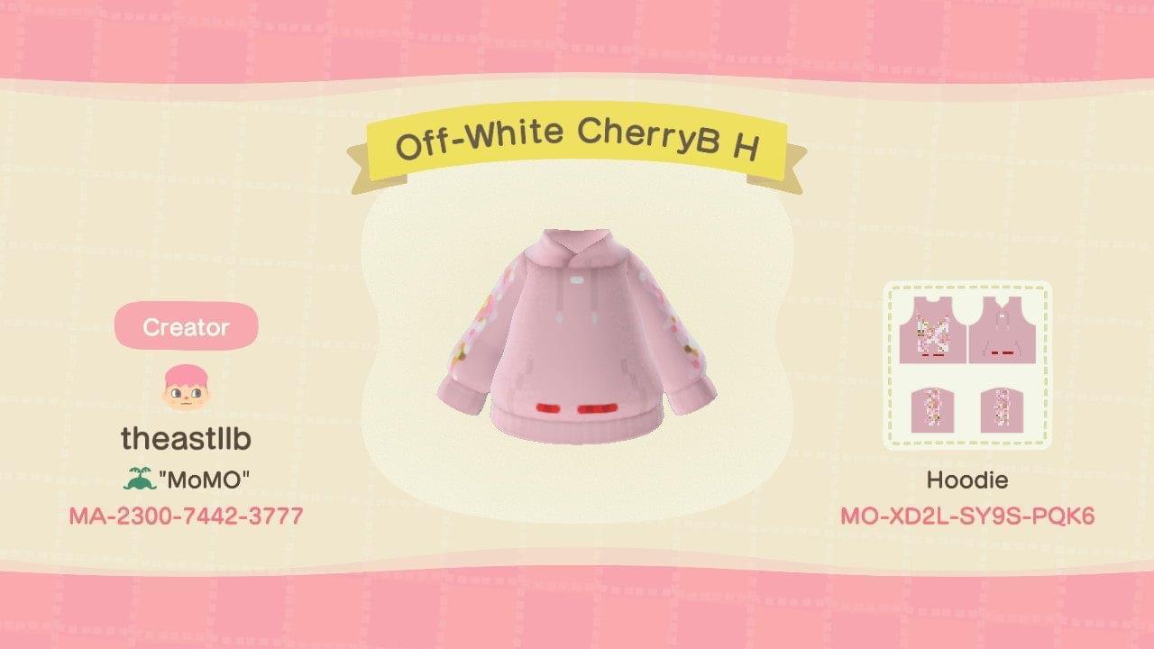 Animal Crossing Design Code: MO-XD2L-SY9S-PQK6 Off-White Cherry B H