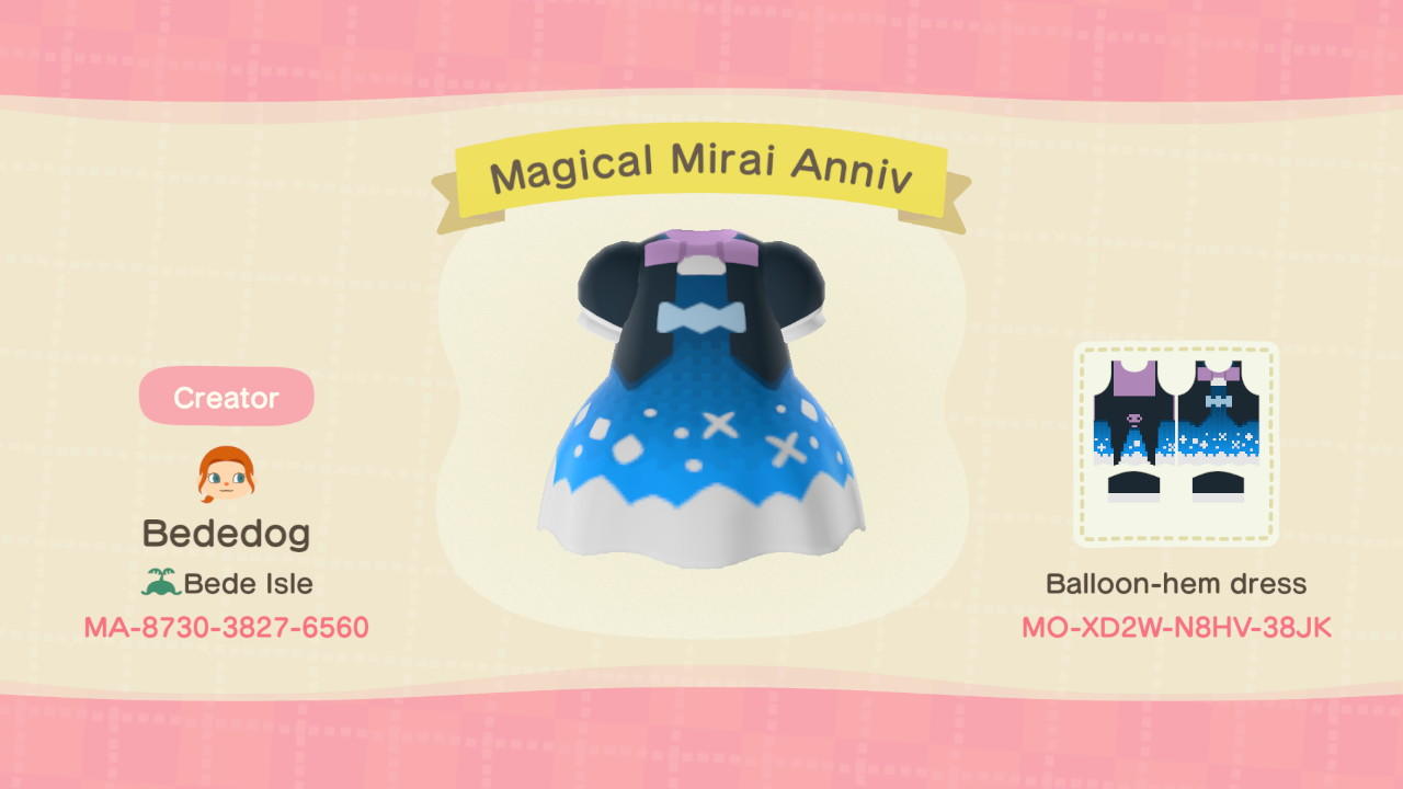Animal Crossing Design Code: MO-XD2W-N8HV-38JK Magical Mirai Anniv
