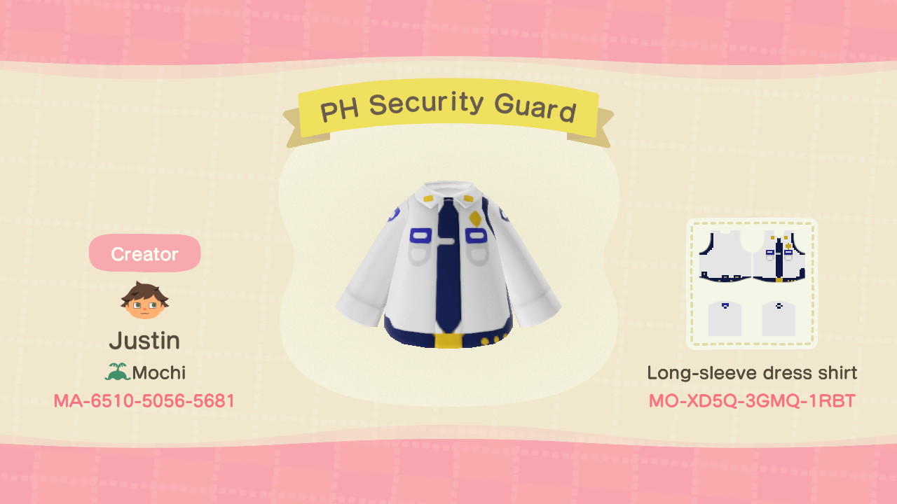 Animal Crossing Design Code: MO-XD5Q-3GMQ-1RBT PH Security Guard