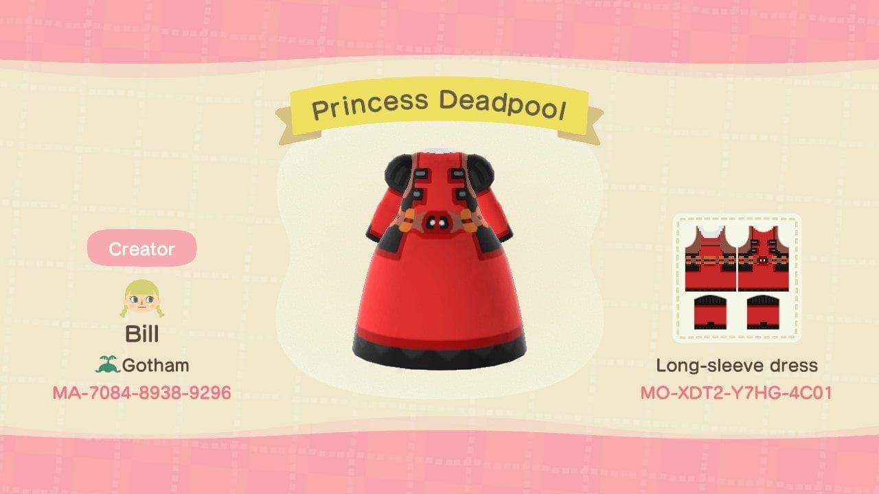 Animal Crossing Design Code: MO-XDT2-Y7HG-4C01 Princess Deadpool