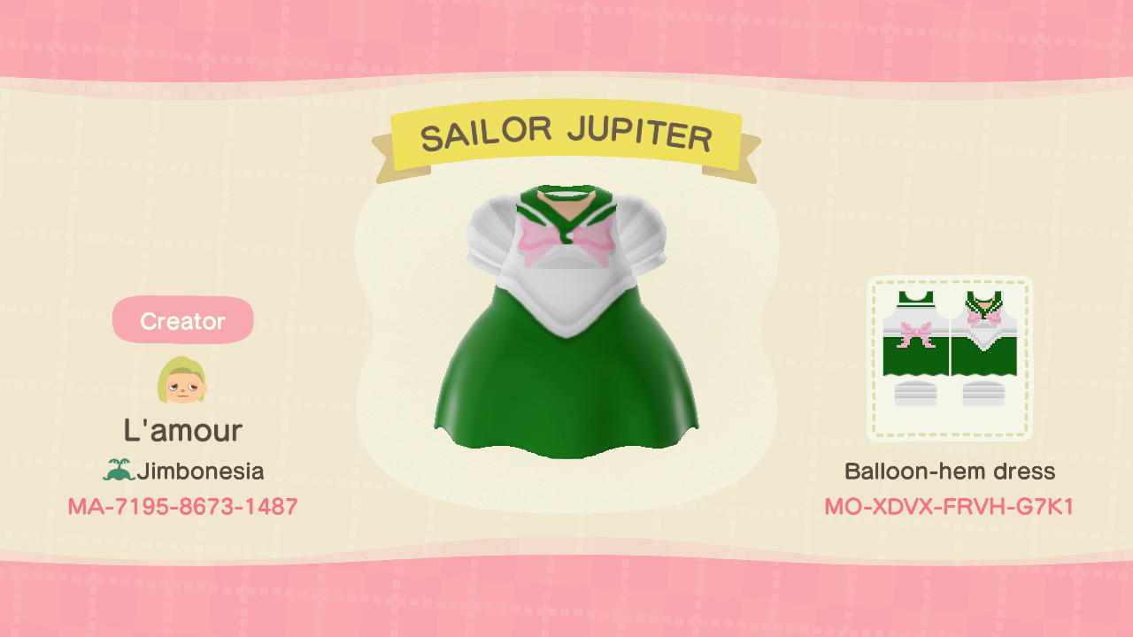 Animal Crossing Design Code: MO-XDVX-FRVH-G7K1 SAILOR JUPITER
