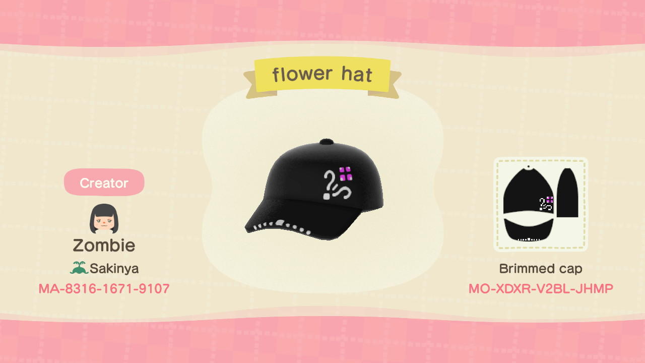 Animal Crossing Design Code: MO-XDXR-V2BL-JHMP flower hat