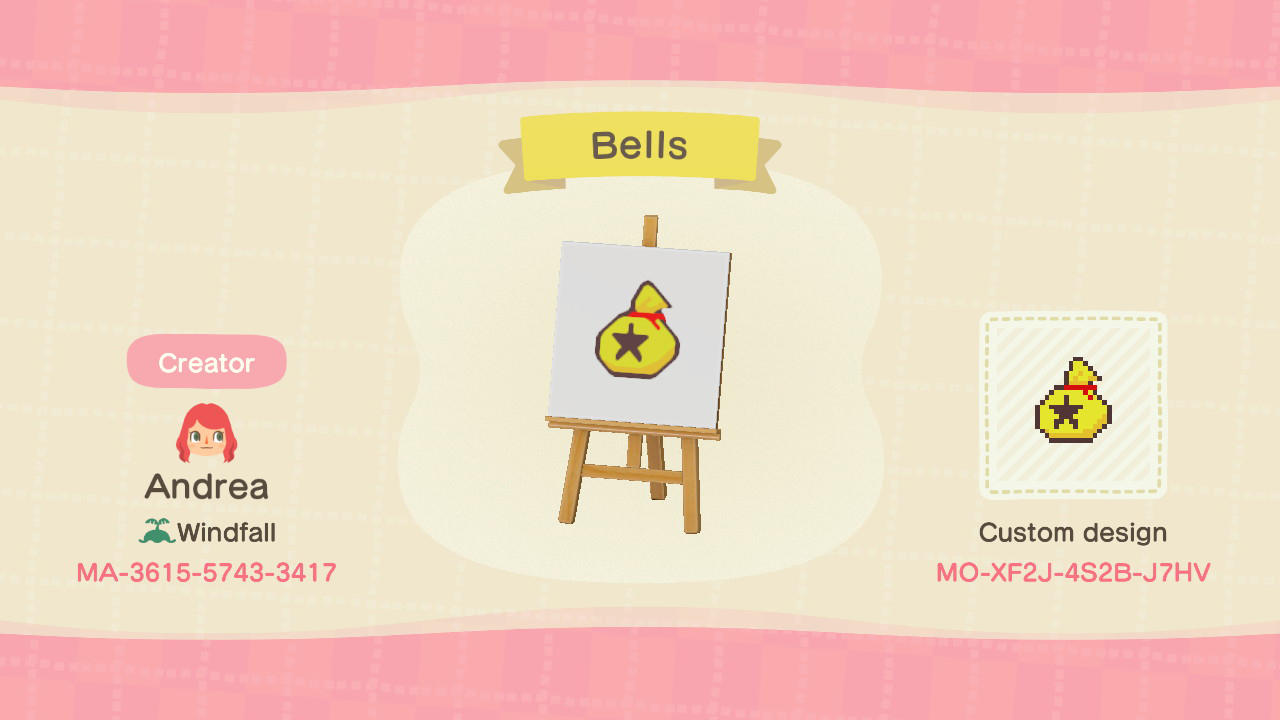 Animal Crossing Design Code: MO-XF2J-4S2B-J7HV Bells