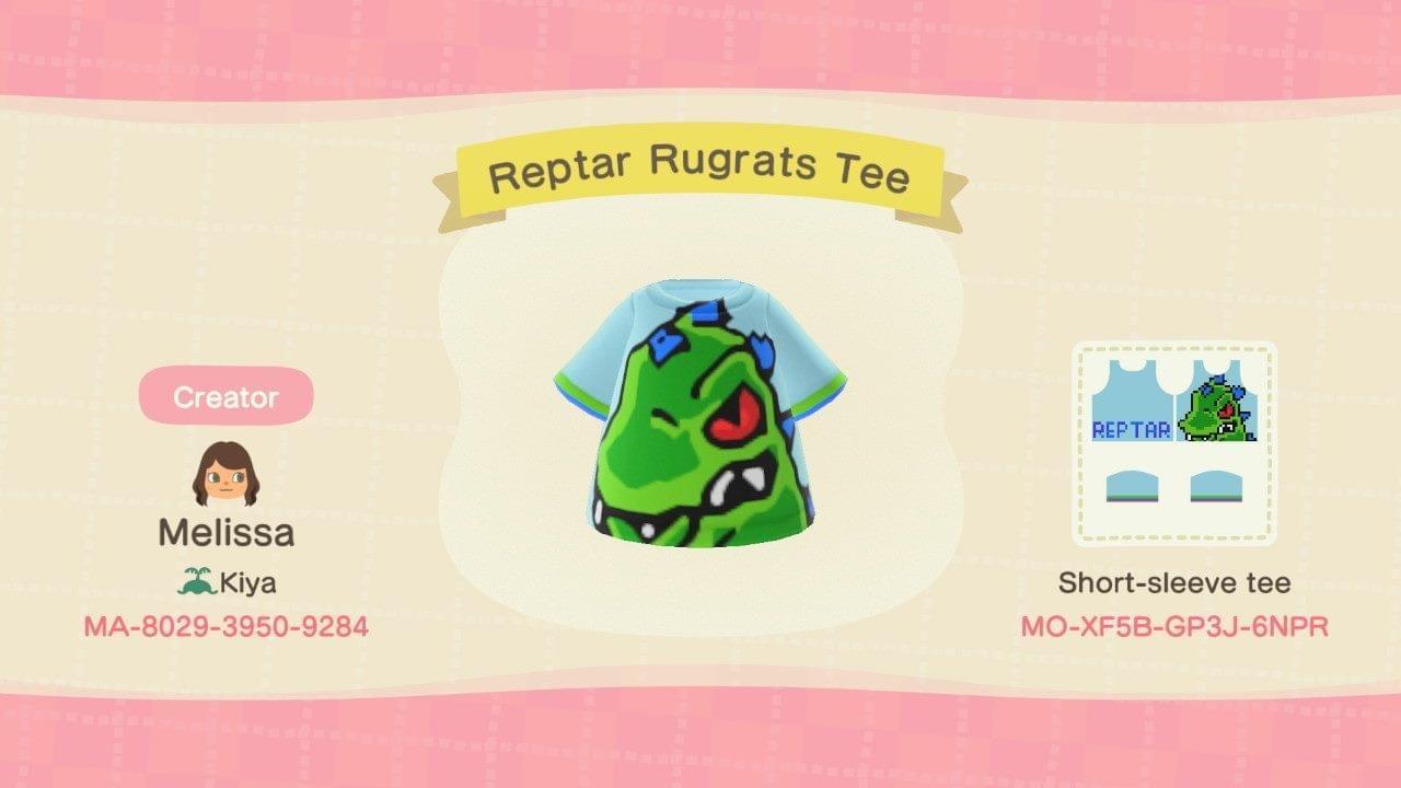 Animal Crossing Design Code: MO-XF5B-GP3J-6NPR Rugrats Reptar Tee