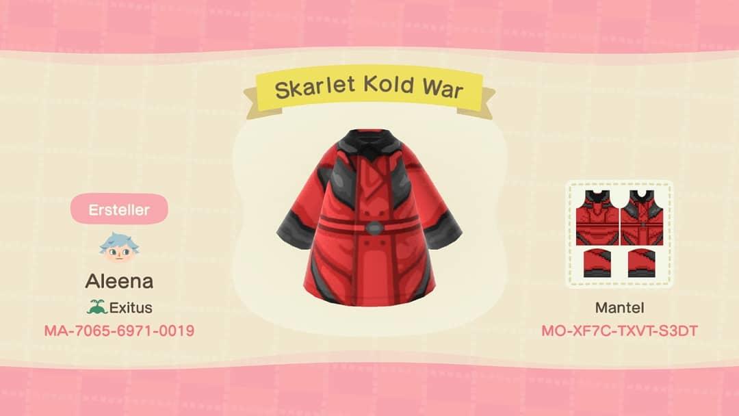 Animal Crossing Design Code: MO-XF7C-TXVT-S3DT Skarlet Kold War