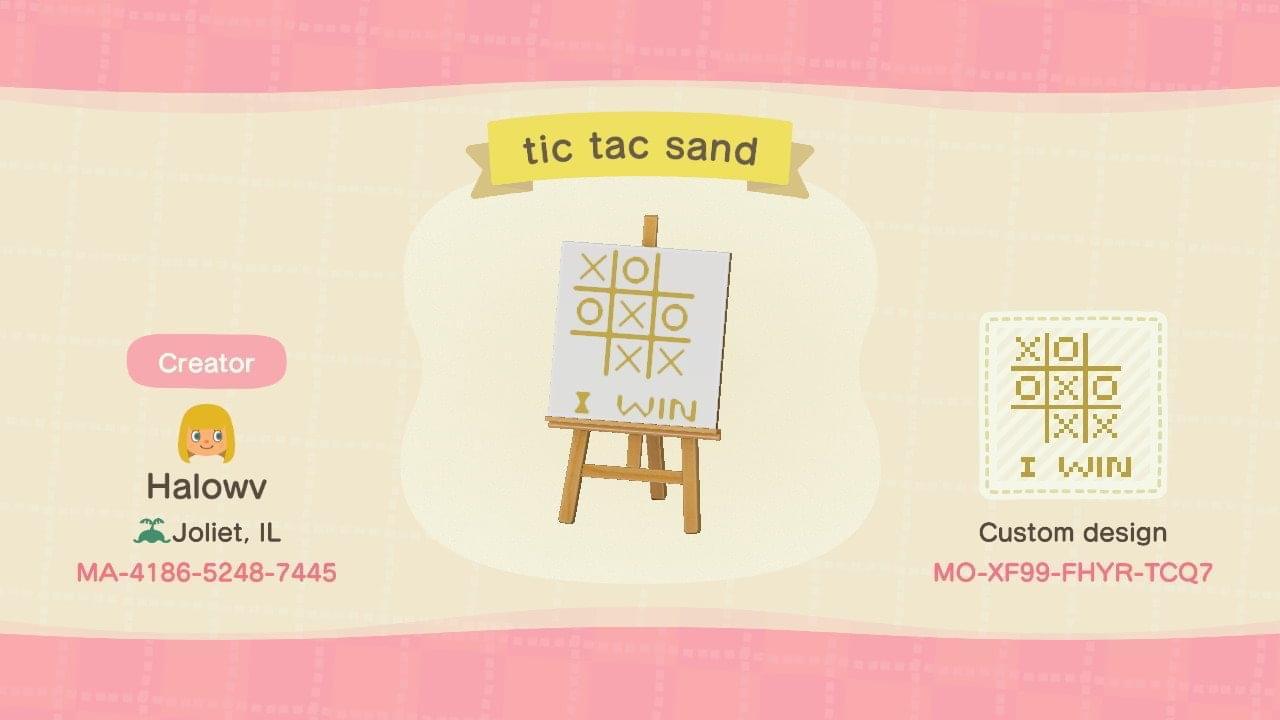 Animal Crossing Design Code: MO-XF99-FHYR-TCQ7 Tic Tac Sand
