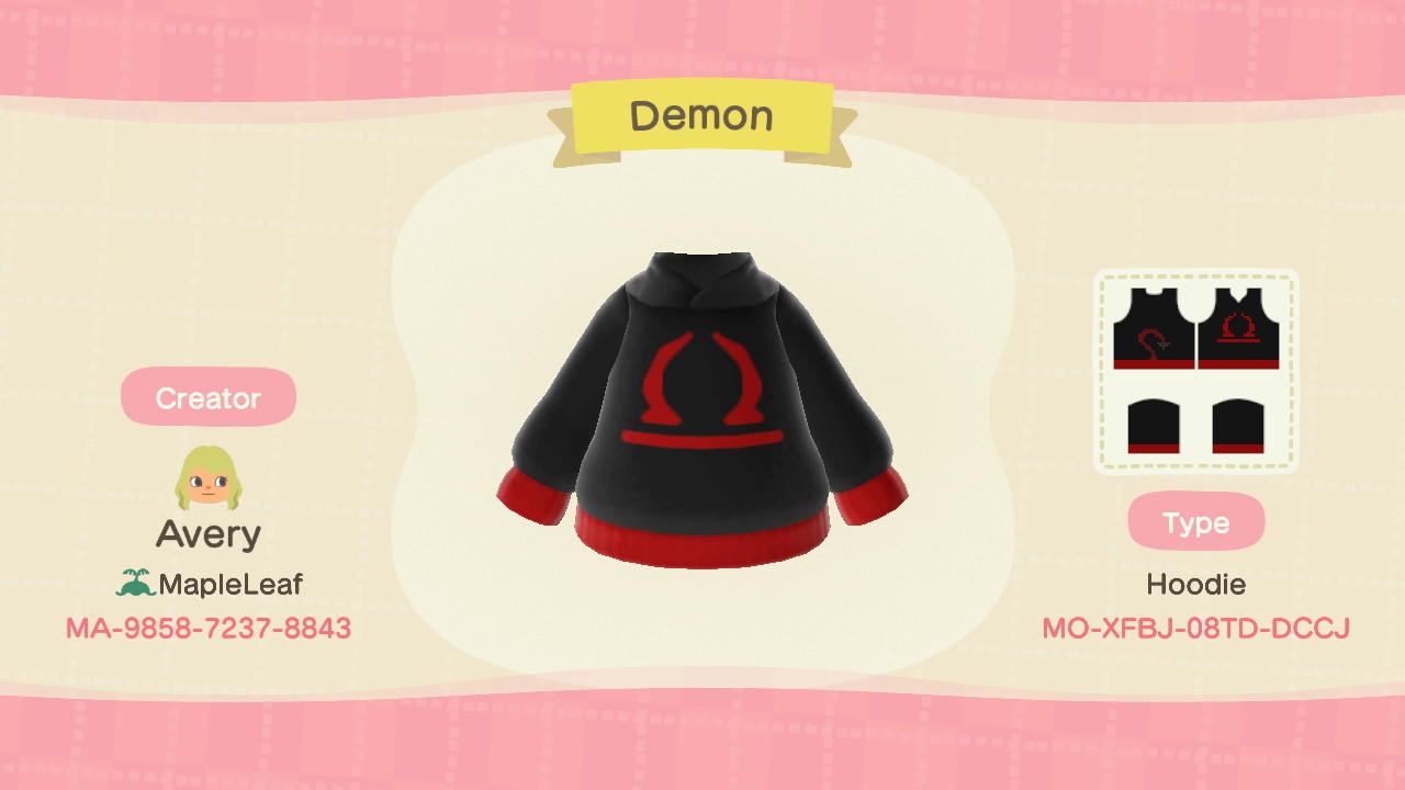 Animal Crossing Design Code: MO-XFBJ-08TD-DCCJ Demon