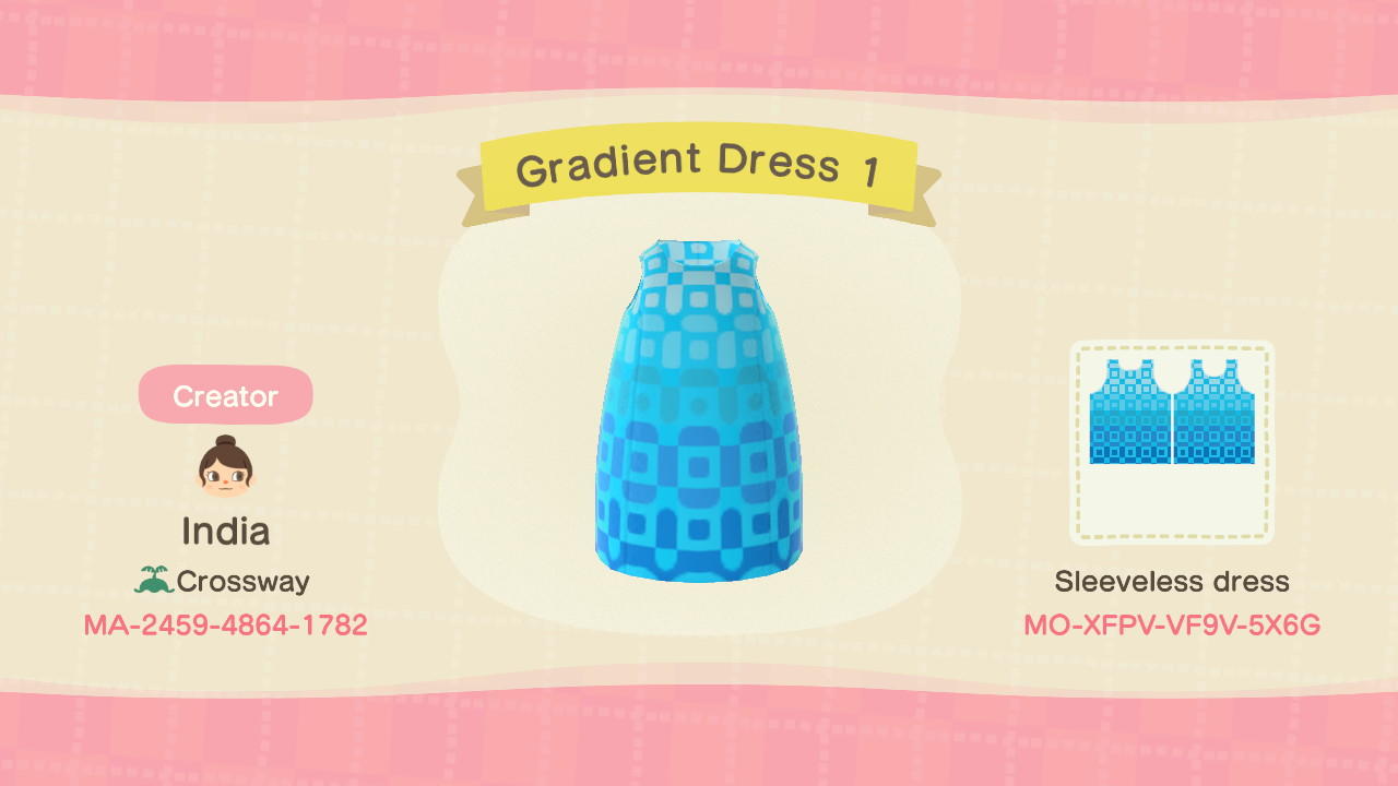 Animal Crossing Design Code: MO-XFPV-VF9V-5X6G Gradient Dress 1