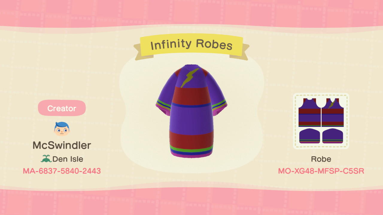 Animal Crossing Design Code: MO-XG48-MFSP-C5SR Infinity Robes
