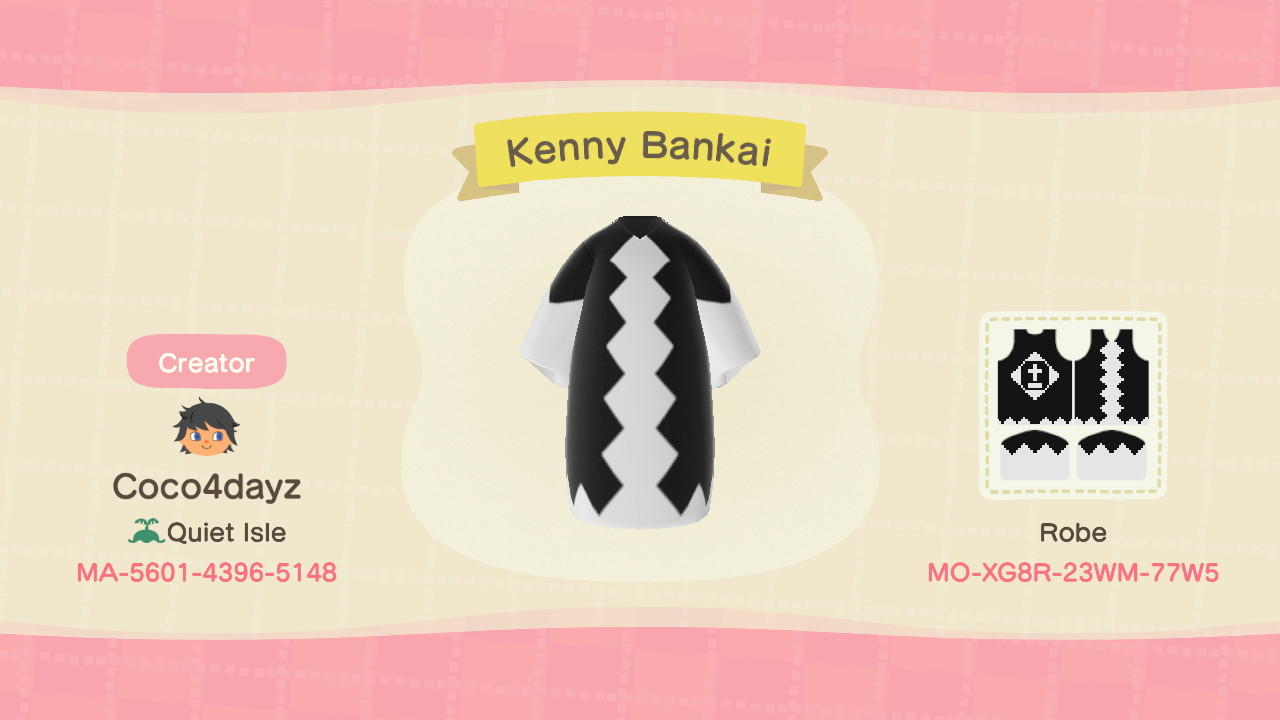 Animal Crossing Design Code: MO-XG8R-23WM-77W5 Kenpachi Bankai
