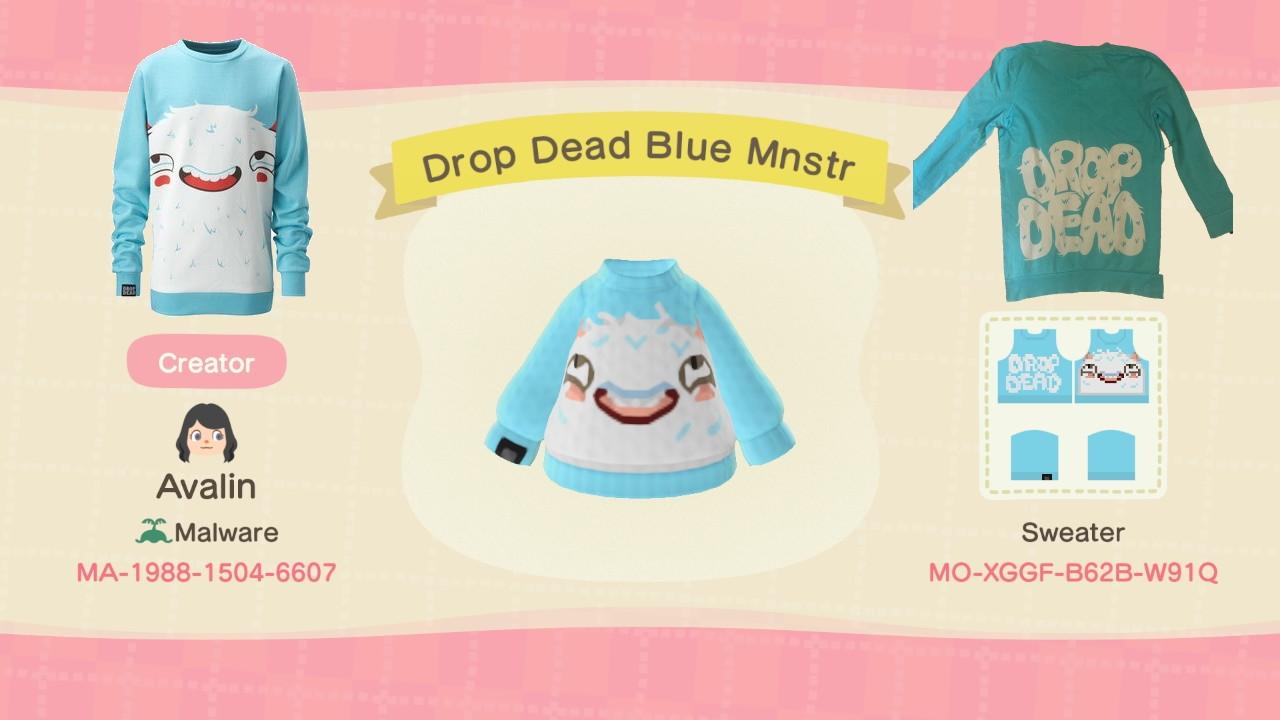 Animal Crossing Design Code: MO-XGGF-B62B-W91Q Drop Dead Monster