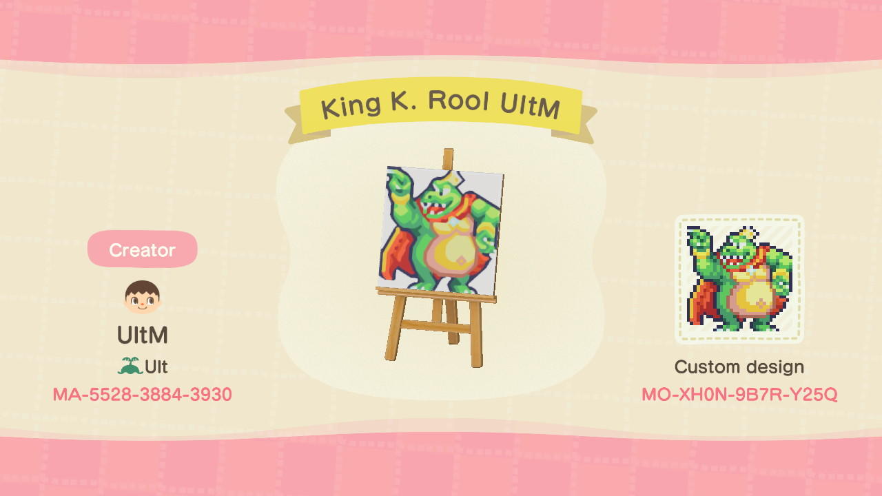 Animal Crossing Design Code: MO-XH0N-9B7R-Y25Q King K. Rool UltM