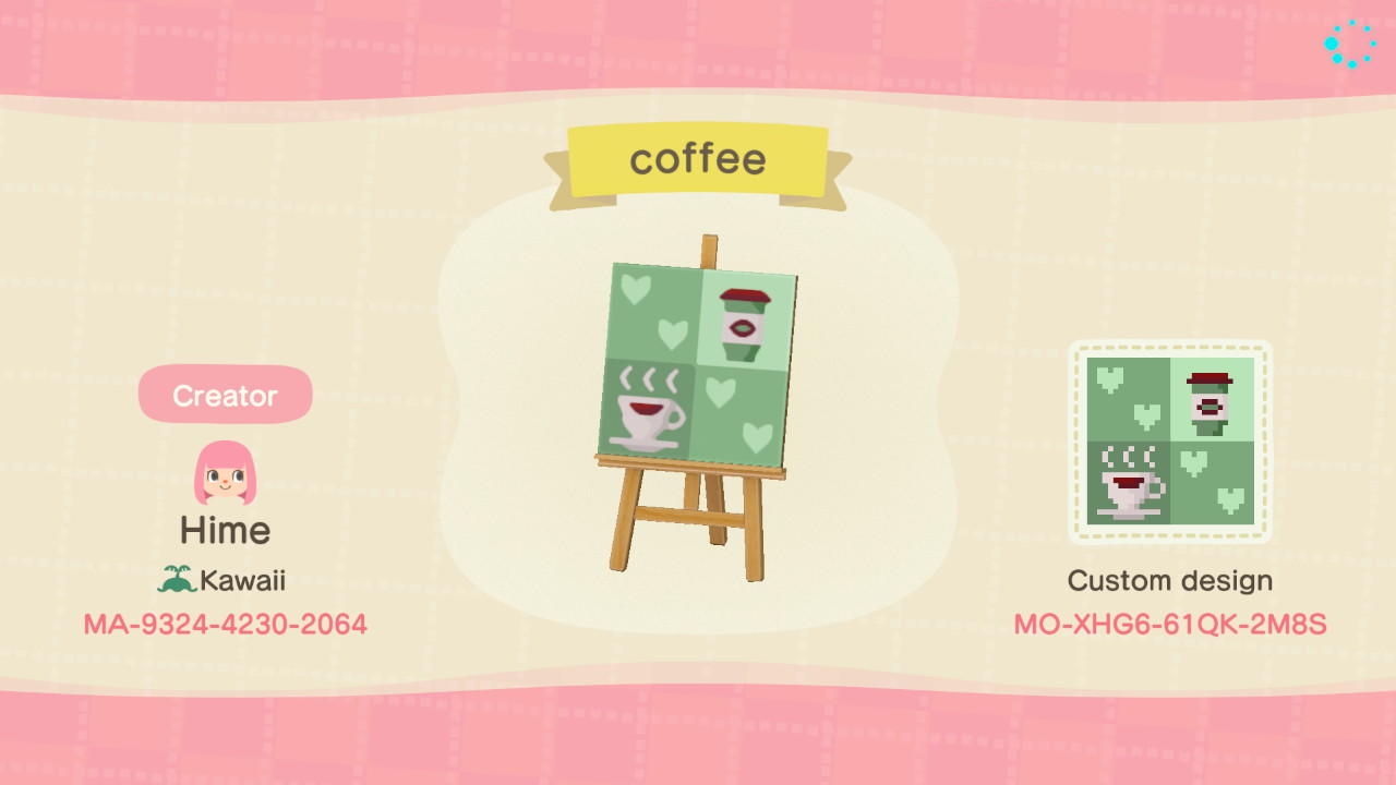 Animal Crossing Design Code: MO-XHG6-61QK-2M8S Coffee