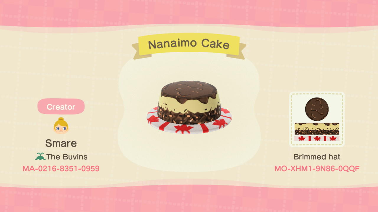 Animal Crossing Design Code: MO-XHM1-9N86-0QQF Nanaimo Cake