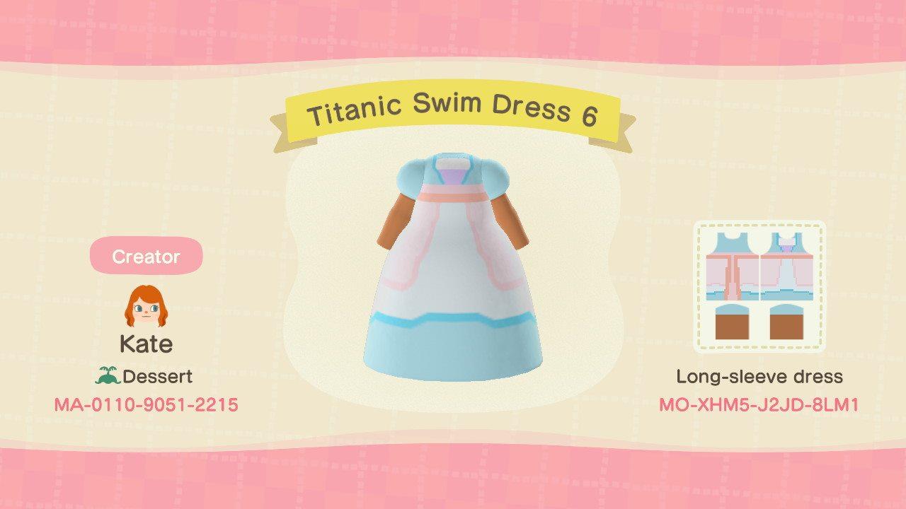 Animal Crossing Design Code: MO-XHM5-J2JD-8LM1 Titanic Swim Dress 6