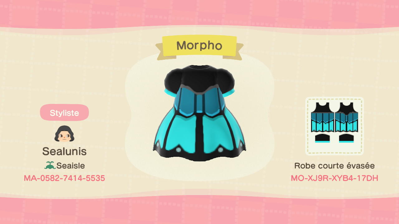 Animal Crossing Design Code: MO-XJ9R-XYB4-17DH Morpho