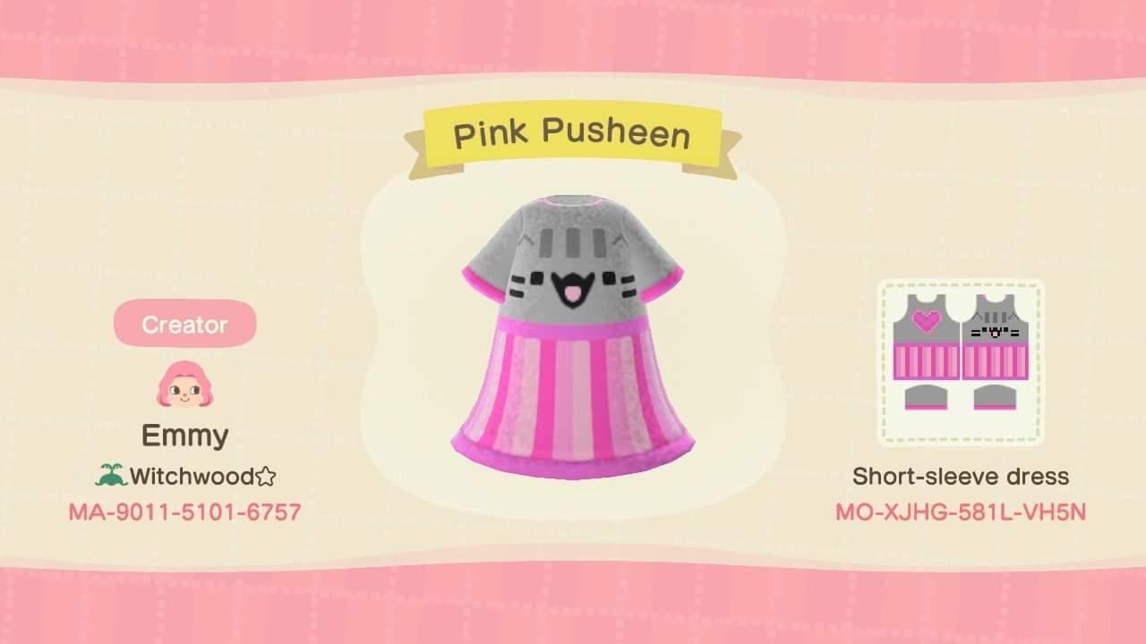 Animal Crossing Design Code: MO-XJHG-581L-VH5N Pink Pusheen