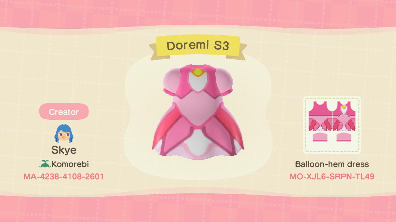 Animal Crossing Design Code: MO-XJL6-SRPN-TL49 Doremi S3