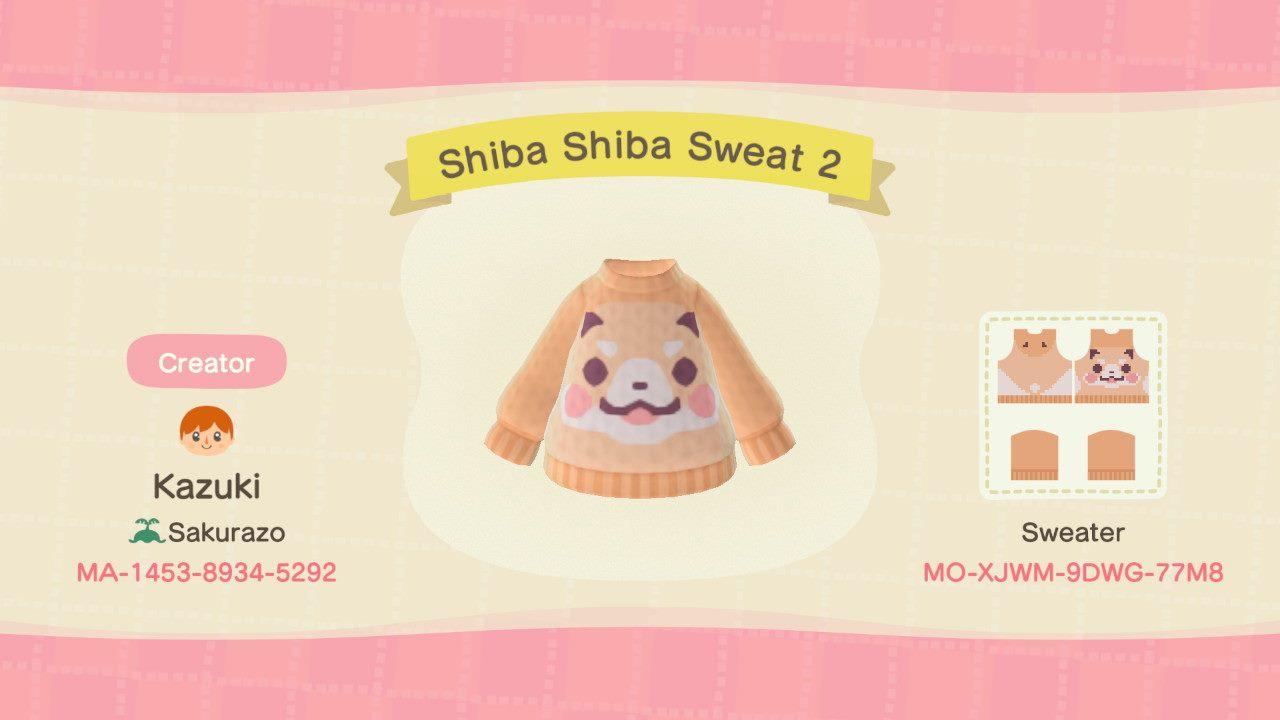 Animal Crossing Design Code: MO-XJWM-9DWG-77M8 Shiba Shiba Sweat 2