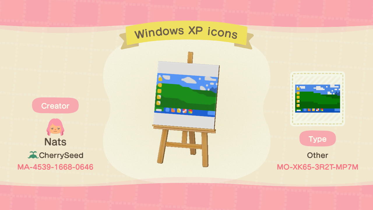 Animal Crossing Design Code: MO-XK65-3R2T-MP7M Windows XP icons