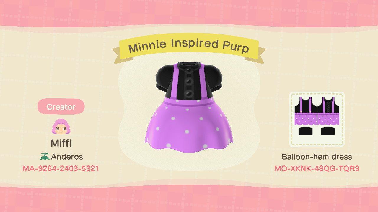 Animal Crossing Design Code: MO-XKNK-48QG-TQR9 Minnie Inspired Purp