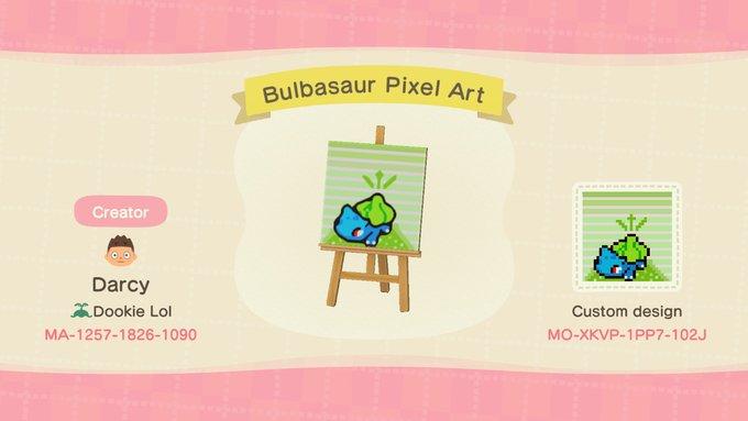 Animal Crossing Design Code: MO-XKVP-1PP7-102J Bulbasaur Pixel Art