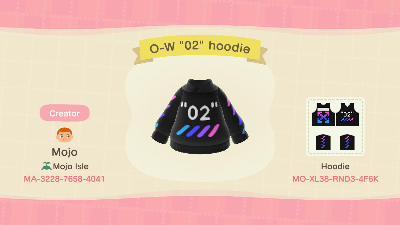 Animal Crossing Design Code: MO-XL38-RND3-4F6K O-W 02 Hoodie