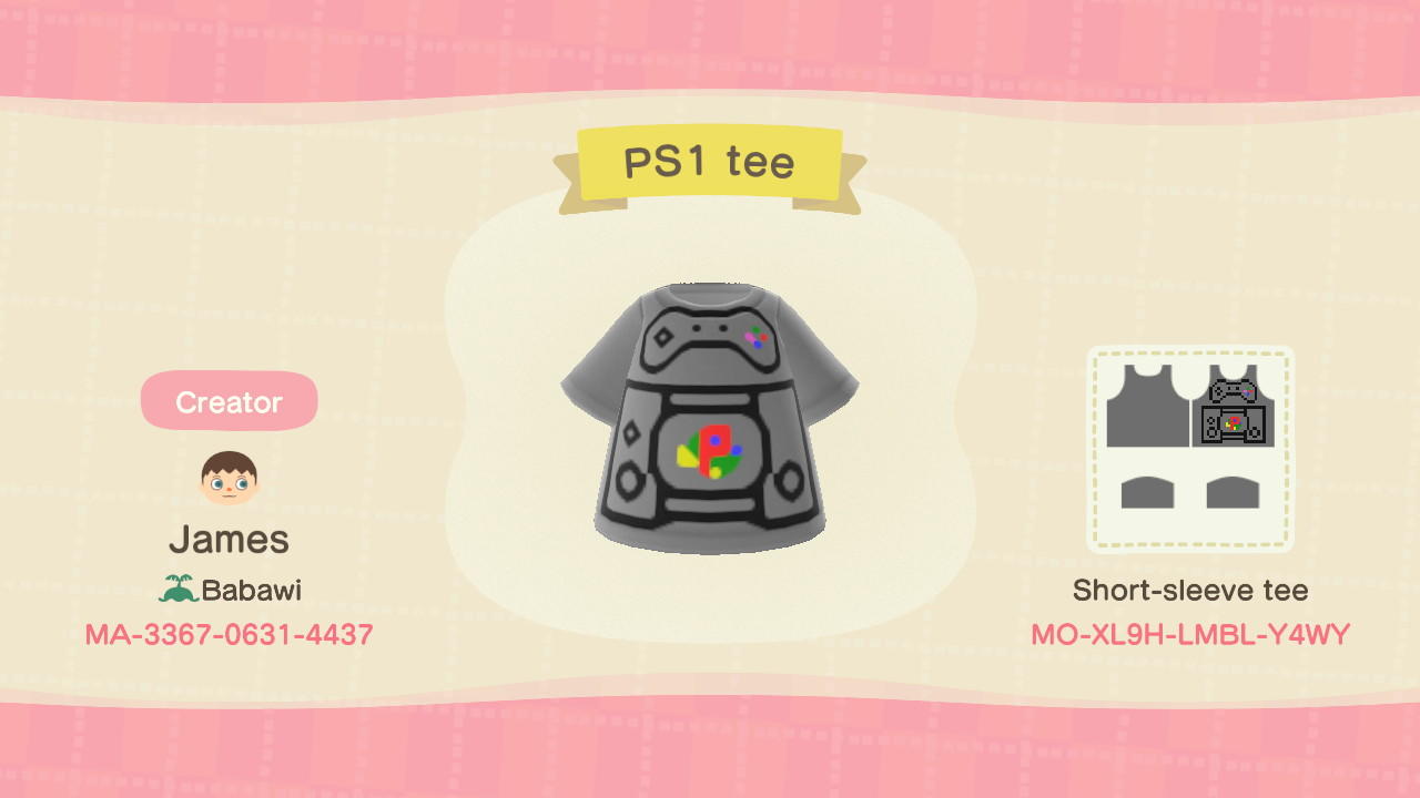 Animal Crossing Design Code: MO-XL9H-LMBL-Y4WY PlayStation PS1 tee