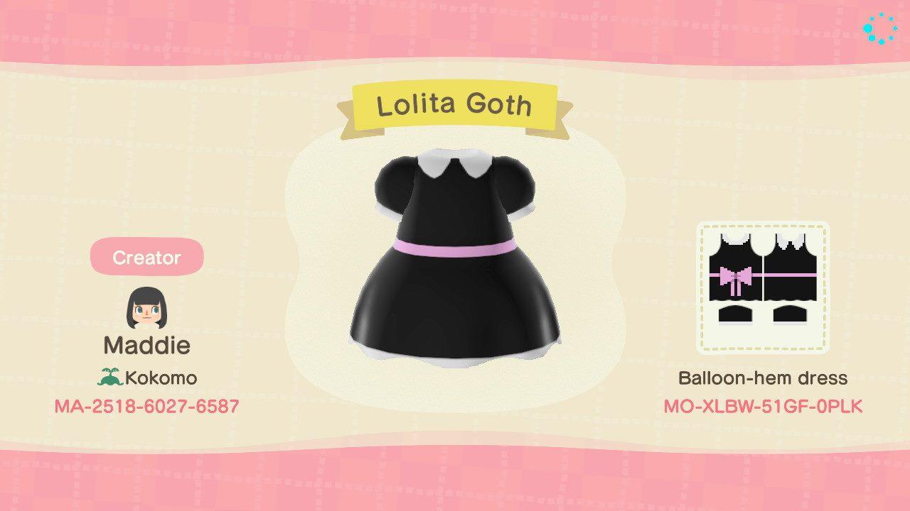 Animal Crossing Design Code: MO-XLBW-51GF-0PLK Lolita Goth