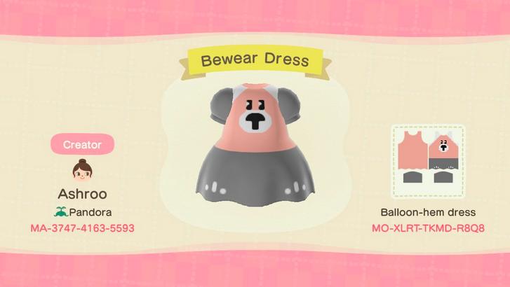 Animal Crossing Design Code: MO-XLRT-TKMD-R8Q8 Bewear Pokemon Dress