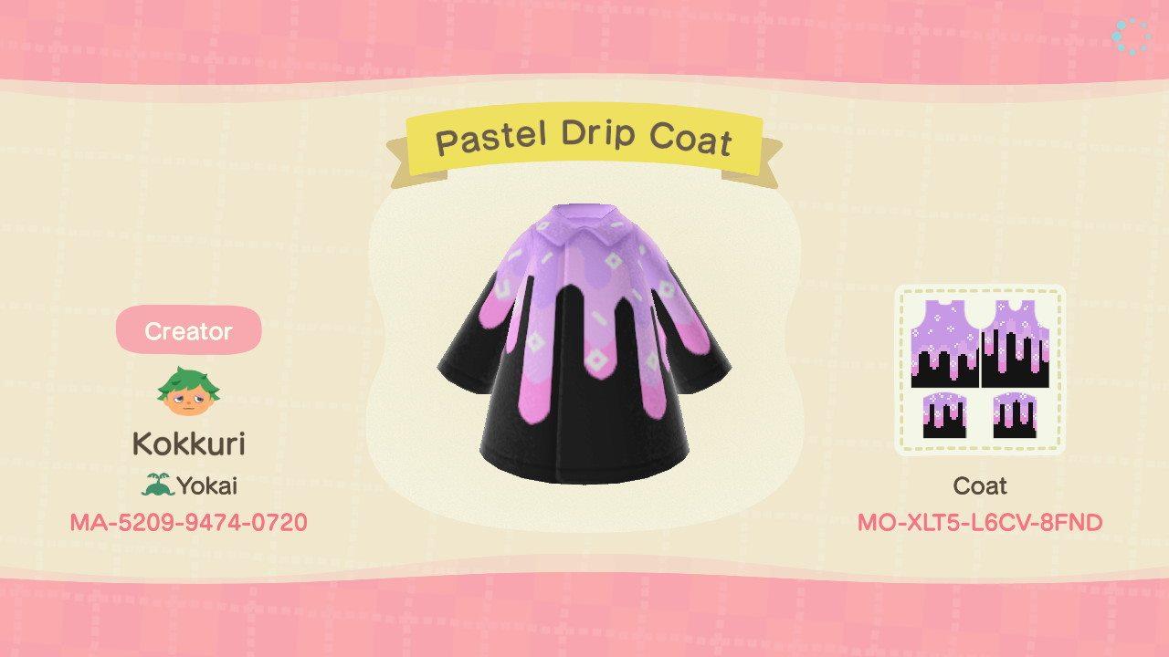 Animal Crossing Design Code: MO-XLT5-L6CV-8FND Pastel Drip Coat