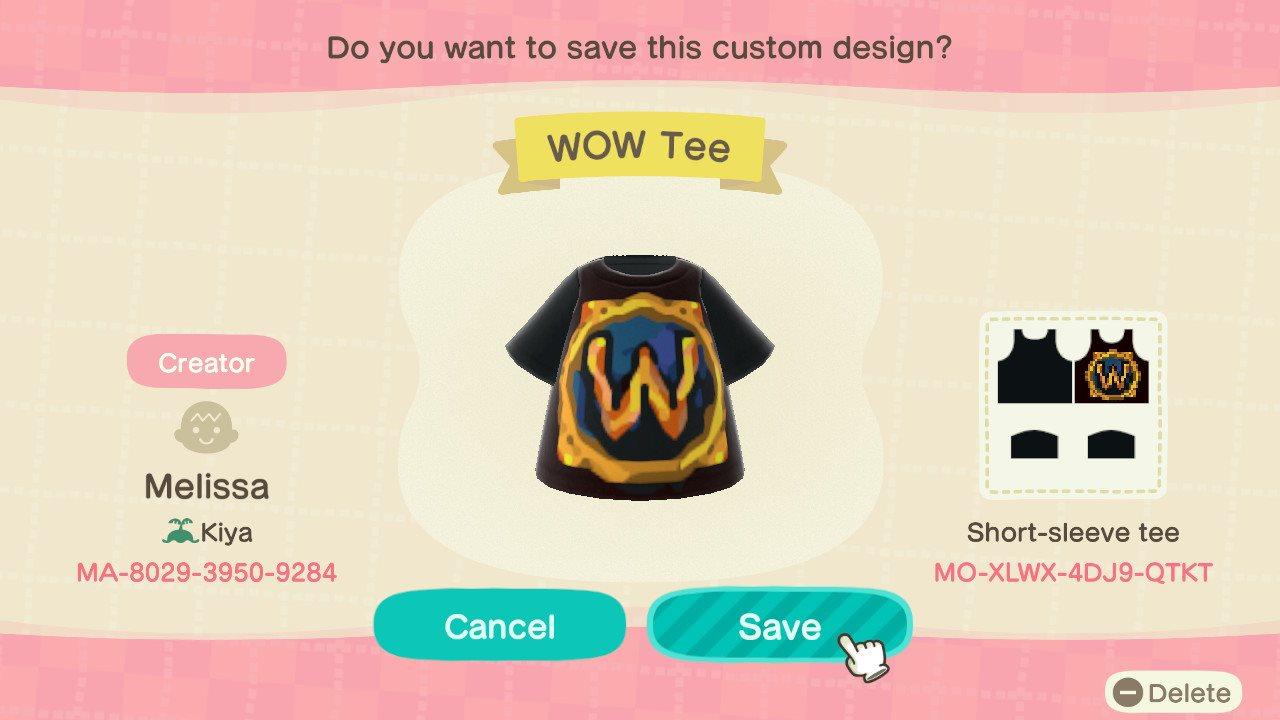 Animal Crossing Design Code: MO-XLWX-4DJ9-QTKT WOW Warcraft Tee