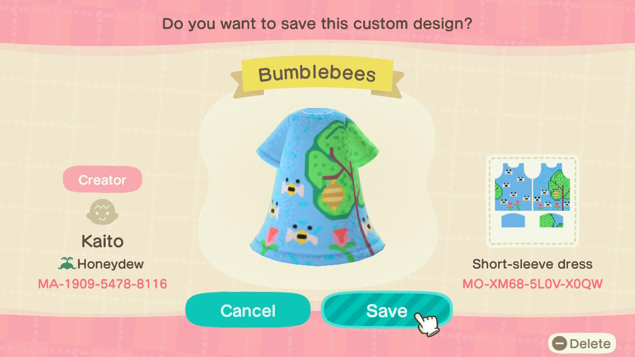 Animal Crossing Design Code: MO-XM68-5L0V-X0QW Bumblebees
