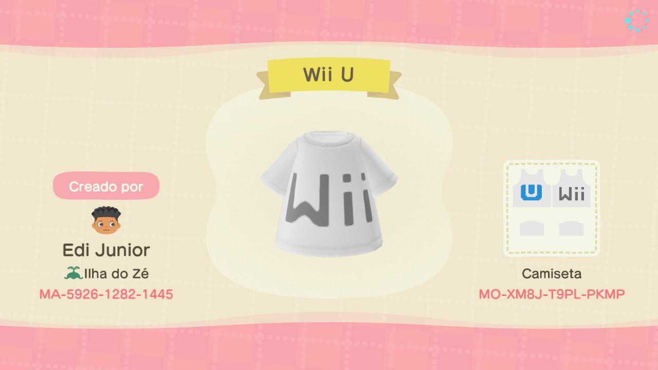 Animal Crossing Design Code: MO-XM8J-T9PL-PKMP Wii U
