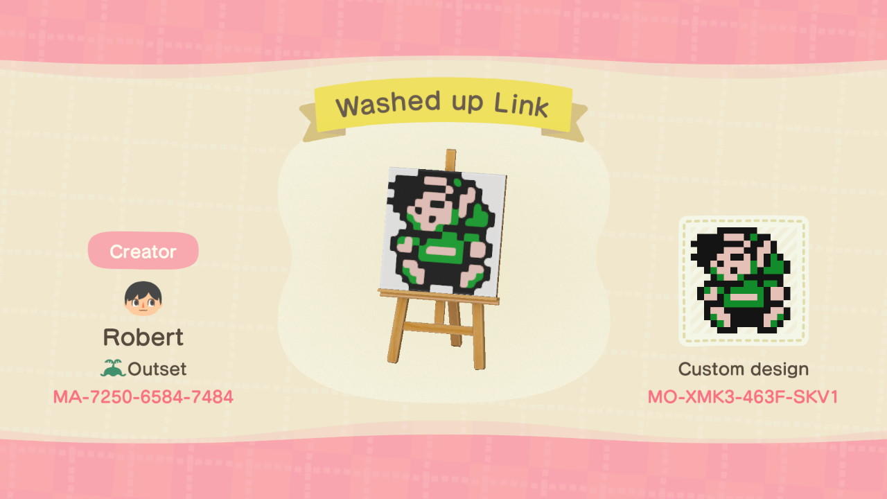 Animal Crossing Design Code: MO-XMK3-463F-SKV1 Washed up Link