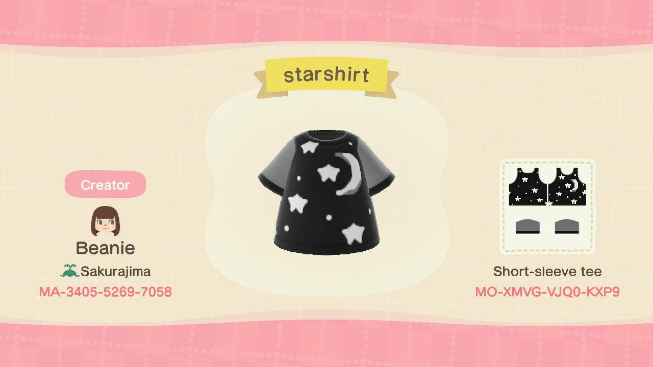 Animal Crossing Design Code: MO-XMVG-VJQ0-KXP9 Starshirt