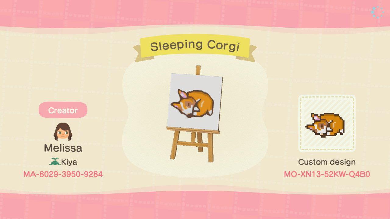 Animal Crossing Design Code: MO-XN13-52KW-Q4B0 Sleeping Corgi